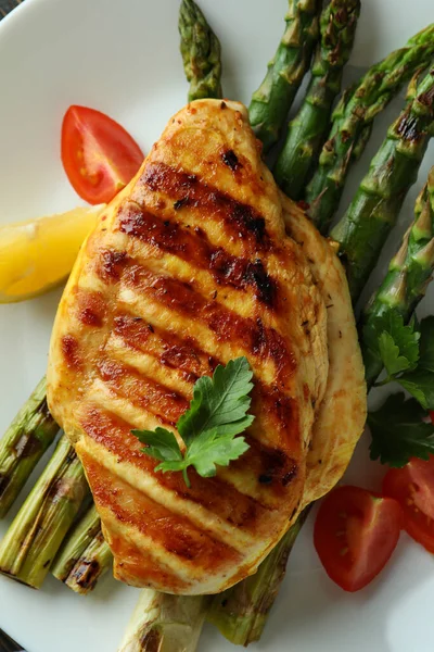 Plate Grilled Chicken Ingredient Close — Stock Photo, Image