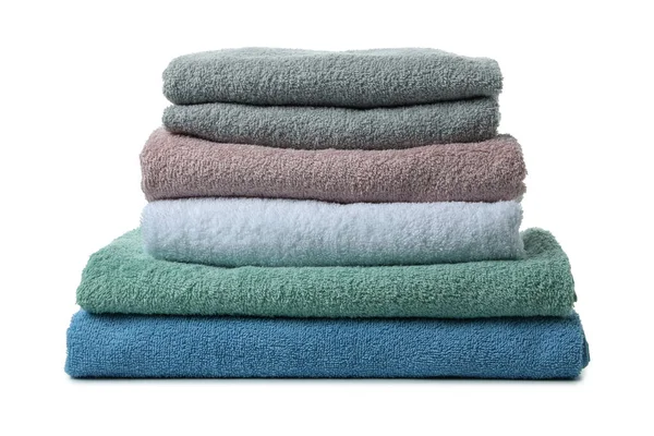 Stapel Handdoeken Geïsoleerd Witte Achtergrond — Stockfoto