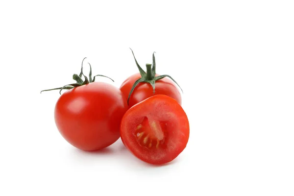 Tomates Cereja Frescos Isolados Sobre Fundo Branco — Fotografia de Stock