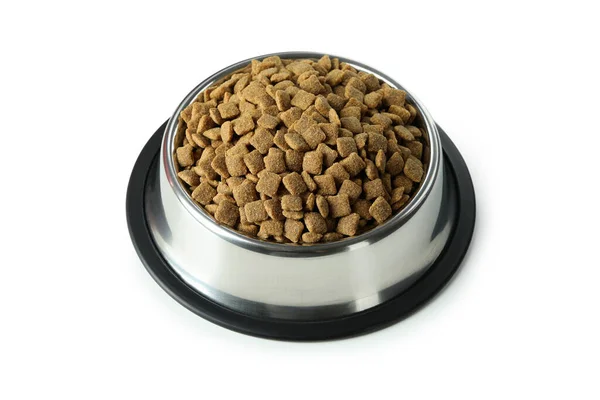 Pet Bowl Feed Isolated White Background — Stock Photo, Image