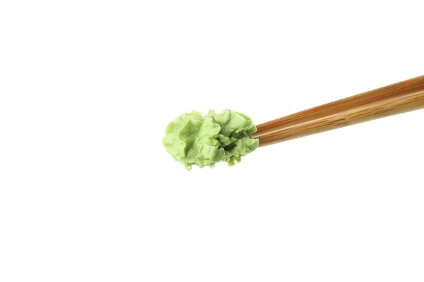 Chopsticks Met Wasabi Geïsoleerd Witte Achtergrond — Stockfoto