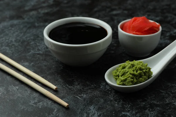 Conceito Sushi Comer Fundo Preto Fumado — Fotografia de Stock