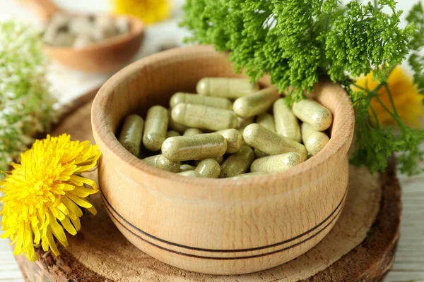 Concept Herbal Medicine Pills Close — Stock Photo, Image