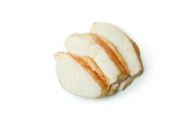 Izgara tavuk göğsü, beyaz arka planda izole edilmiş.