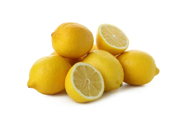 Grupp Citroner Isolerade Vit Bakgrund — Stockfoto