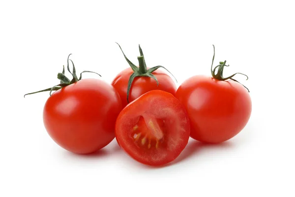 Tomates Cerises Fraîches Isolées Sur Fond Blanc — Photo