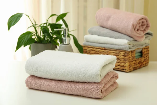 Body Care Concept Clean Towels Close — Stock Photo, Image