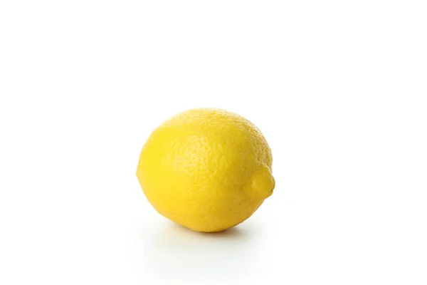 新鲜的单一柠檬 白色背景分离 — 图库照片