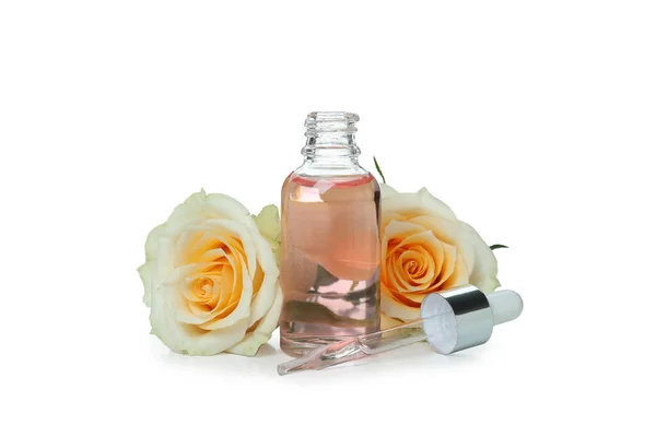 Rose Essential Oil Isolated White Background — Stock Photo, Image