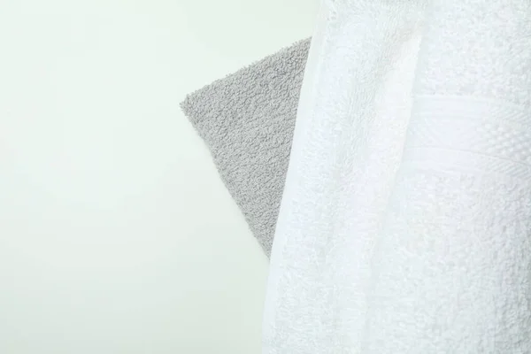 Clean Folded Towels White Background Space Text — Stock Photo, Image