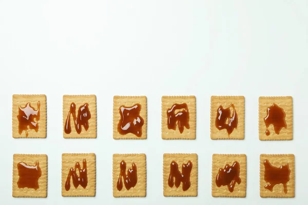 Cookies Caramel White Background Top View — Stock Photo, Image