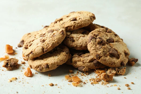 Cookies Mit Karamell Auf Weißem Strukturiertem Hintergrund — Stockfoto