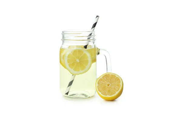 Üveg Üveg Limonádé Izolált Fehér Alapon — Stock Fotó