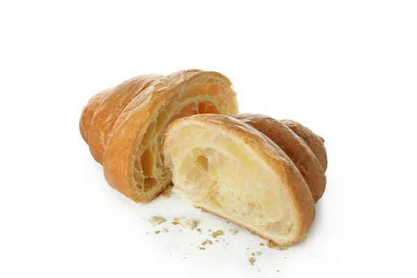 Chutné Croissant Půlky Izolované Bílém Pozadí — Stock fotografie