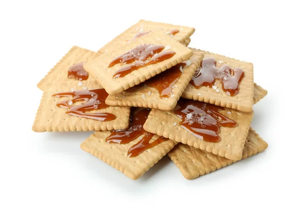Cookies Karamelem Izolované Bílém Pozadí — Stock fotografie