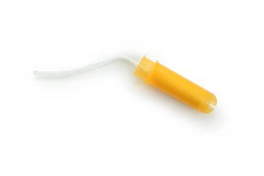 Kullanılmamış bir tampon beyaz arkaplanda izole edilmiş
