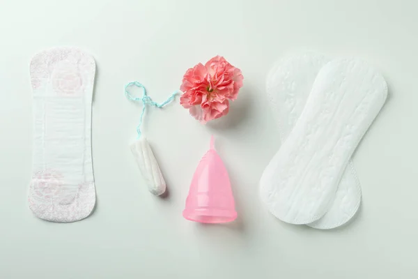 Conceito Menstruação Fundo Branco Vista Superior — Fotografia de Stock