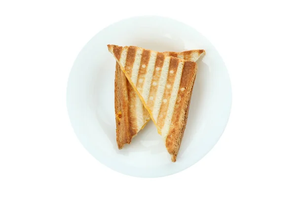 Bord Met Gegrilde Sandwiches Geïsoleerd Witte Achtergrond — Stockfoto