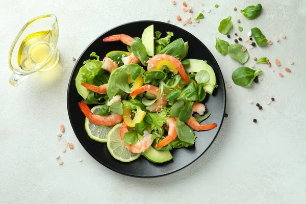 Concepto Sabroso Comer Con Ensalada Camarones — Foto de Stock