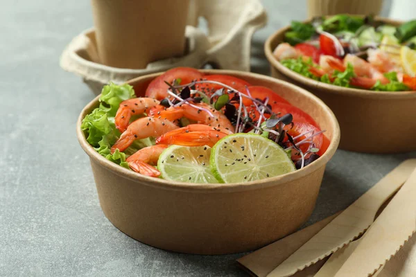 Konzept Des Leckeren Essens Mit Garnelensalat Nahaufnahme — Stockfoto