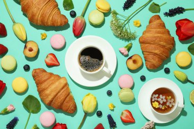 Nane arkaplanda lezzetli yemek kavramı, üst görünüm