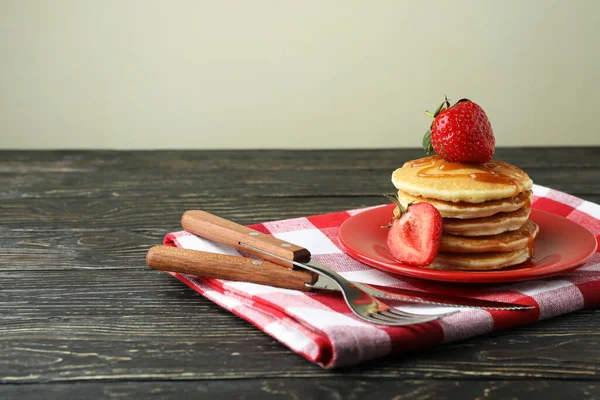 Concept Tasty Dessert Pancakes Wooden Table — Stock Photo, Image