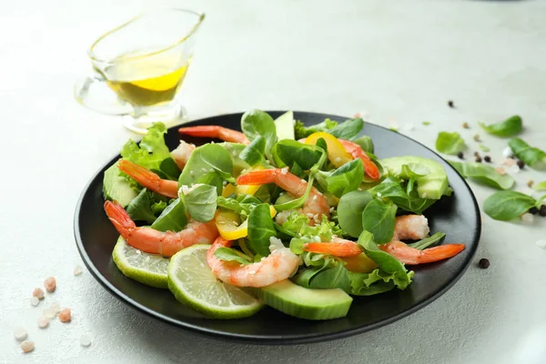 Conceito Saboroso Comer Com Salada Camarão — Fotografia de Stock
