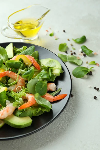 Concepto Sabroso Comer Con Ensalada Camarones — Foto de Stock