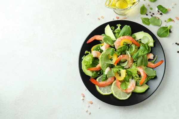 Conceito Saboroso Comer Com Salada Camarão — Fotografia de Stock