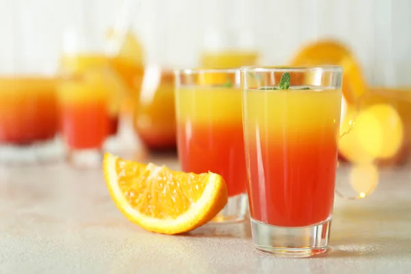 Tequila Sunrise Cocktails Sur Table Texturée Blanche Gros Plan — Photo