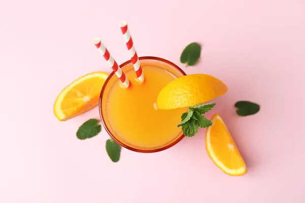 Tequila Sunrise Cocktail Ingredients Pink Background — Stock Photo, Image