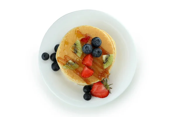 Plate Delicious Pancakes Isolated White Background — Stock Photo, Image