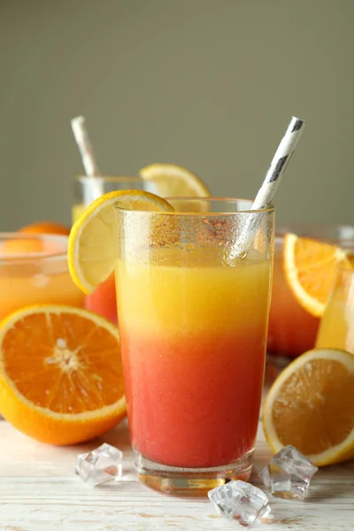 Tequila Sunrise Cocktails Ingredients Wooden Table — Stock Photo, Image