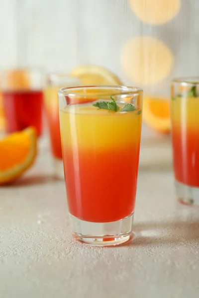 Tequila Sunrise Cocktails White Textured Table Close — Stock Photo, Image