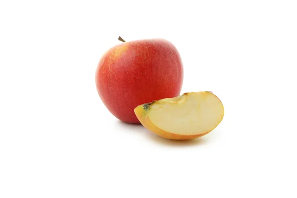 Pomme Mûre Tranche Isolée Sur Fond Blanc — Photo