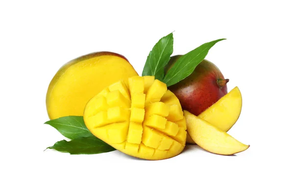 Zralé Mango Ovoce Izolované Bílém Pozadí — Stock fotografie