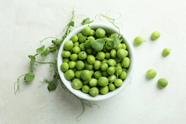 Bol Avec Graines Pois Sur Fond Texturé Blanc — Photo