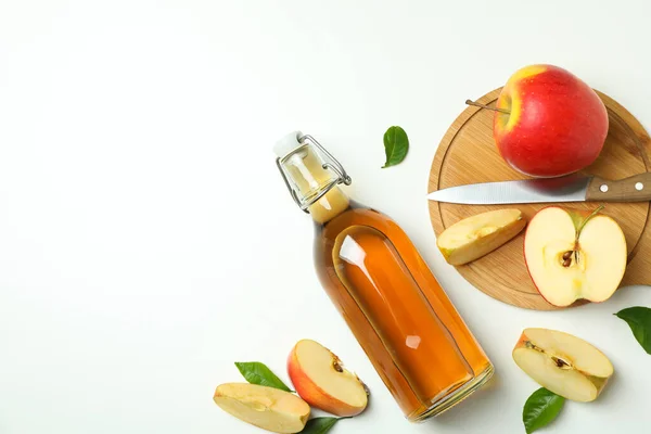 Homemade Apple Vinegar Ingredients White Background — Stock Photo, Image