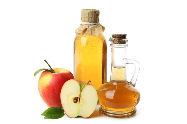 Homemade Apple Vinegar Isolated White Background — Foto de Stock