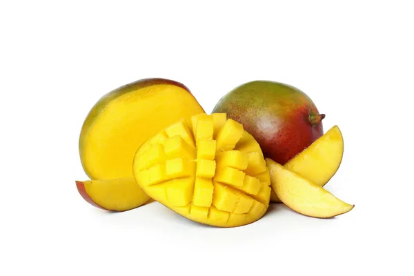 Dojrzałe Owoce Mango Izolowane Białym Tle — Zdjęcie stockowe