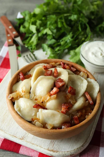 Concept Tasty Food Vareniki Pierogi Close — Stock Photo, Image