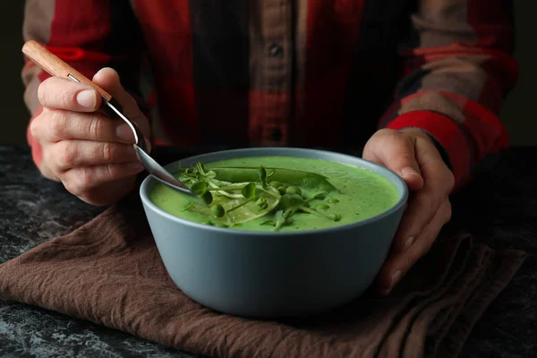 Konsep Makan Lezat Dengan Sup Kacang Polong — Stok Foto
