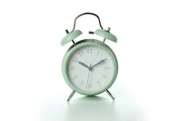 Reloj Despertador Menta Aislado Sobre Fondo Blanco — Foto de Stock