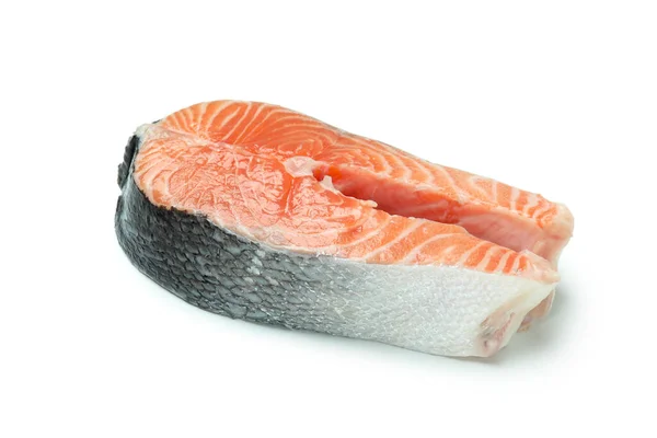 Frischer Roher Lachs Isoliert Auf Weißem Hintergrund — Stockfoto