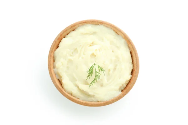 Schüssel Kartoffelpüree Isoliert Auf Weißem Hintergrund — Stockfoto