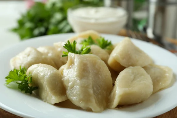 Концепция Вкусной Еды Варениками Пирогами Крупным Планом — стоковое фото