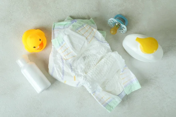 Accesorios Higiene Para Bebés Mesa Texturizada Blanca — Foto de Stock