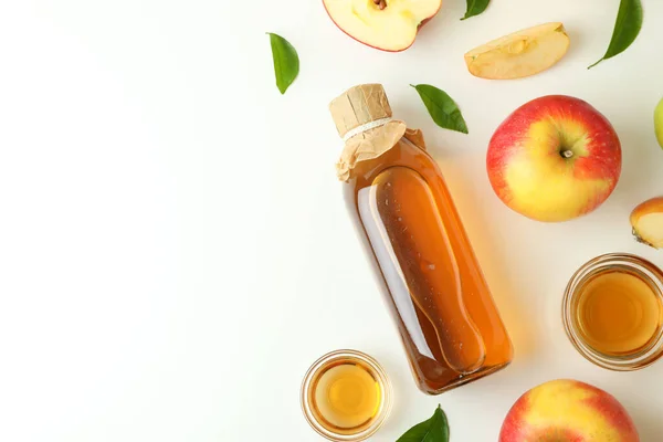 Homemade Apple Vinegar Ingredients White Background — Stock Photo, Image