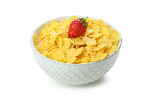 Bowl Corn Flakes Isolated White Background — Stock Photo, Image