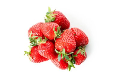 Beyaz arka planda izole edilmiş taze, lezzetli çilek.